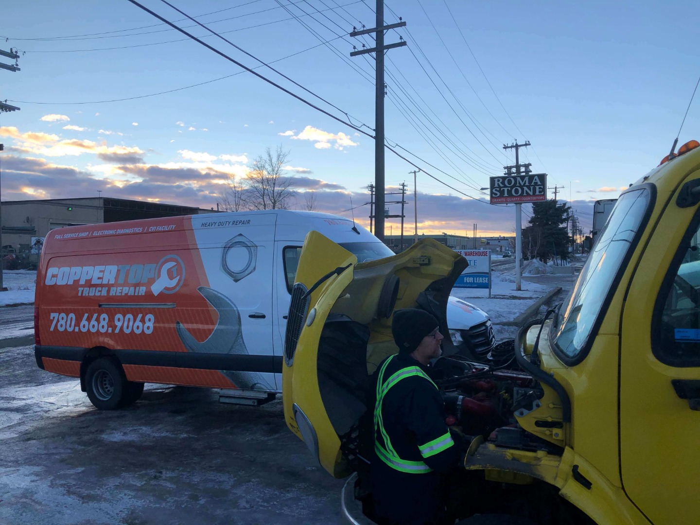 Mobile service truck near Edmonton